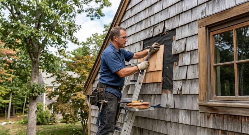 Cedar Siding Repair in New Canaan, CT